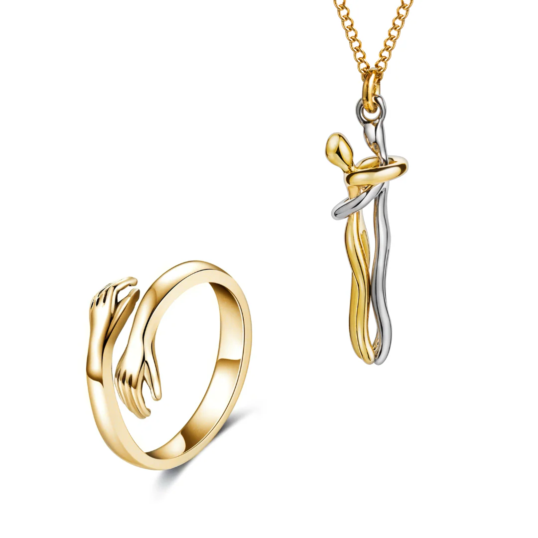 Gold Hug Necklace (With Ring)