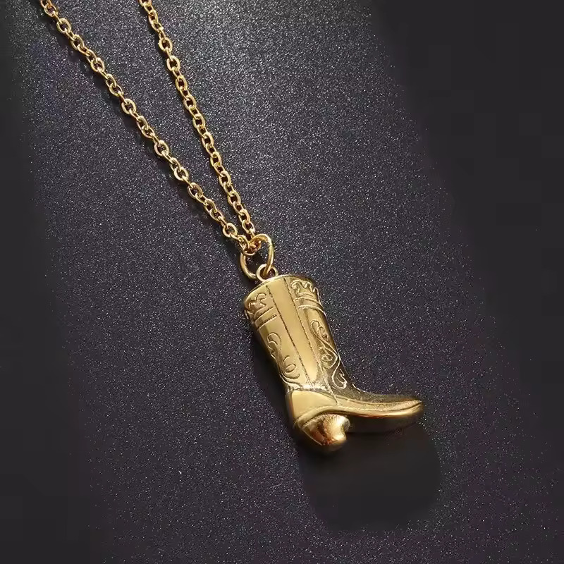 Gold Cowboy Boots Pendant Necklace for Women & Girls - Image 9